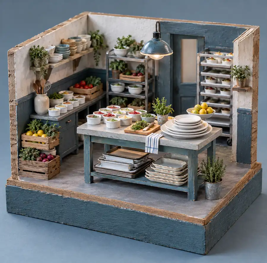 Illustration of catering businesses equipment and workspace